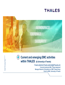 Current and Emerging EMC Activities Within THALES