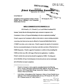 In the Matter Ofamendment Ofthe Commission's Rules to Permit Flexible Service Offerings in the Commercial Mobile Radio Services, WT Docket No