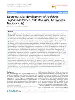 Aeolidiella Stephanieae Valdéz, 2005 (Mollusca, Gastropoda, Nudibranchia) Alen Kristof1*, Annette Klussmann-Kolb2