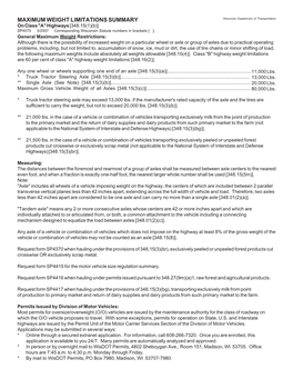 SP4075 Maximum Weight Limitations Summary