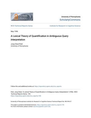 A Lexical Theory of Quantification in Ambiguous Query Interpretation