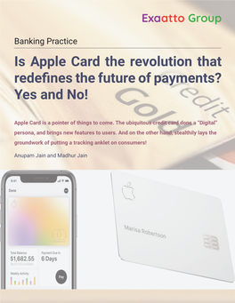 Is Apple Card the Revolution That Redefines the Future of Payments? Yes and No! Page 2 Exhibit B: Credit Card of the Digital Age