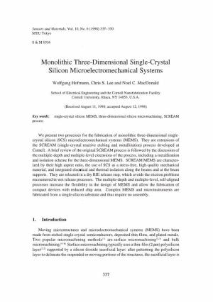 Monolithic Three-Dimensional Single-Crystal Silicon Microelectromechanical Systems