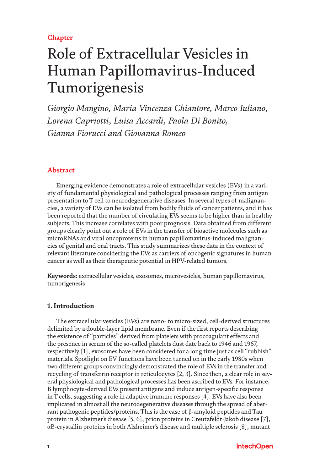 Role of Extracellular Vesicles in Human Papillomavirus-Induced