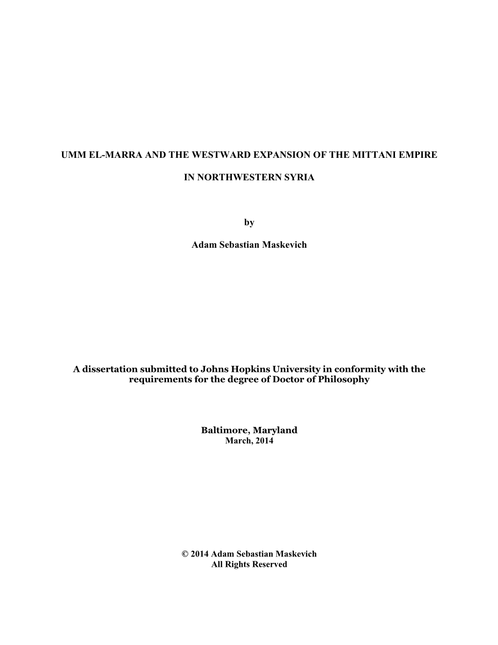 Umm El-Marra and the Westward Expansion of the Mittani Empire