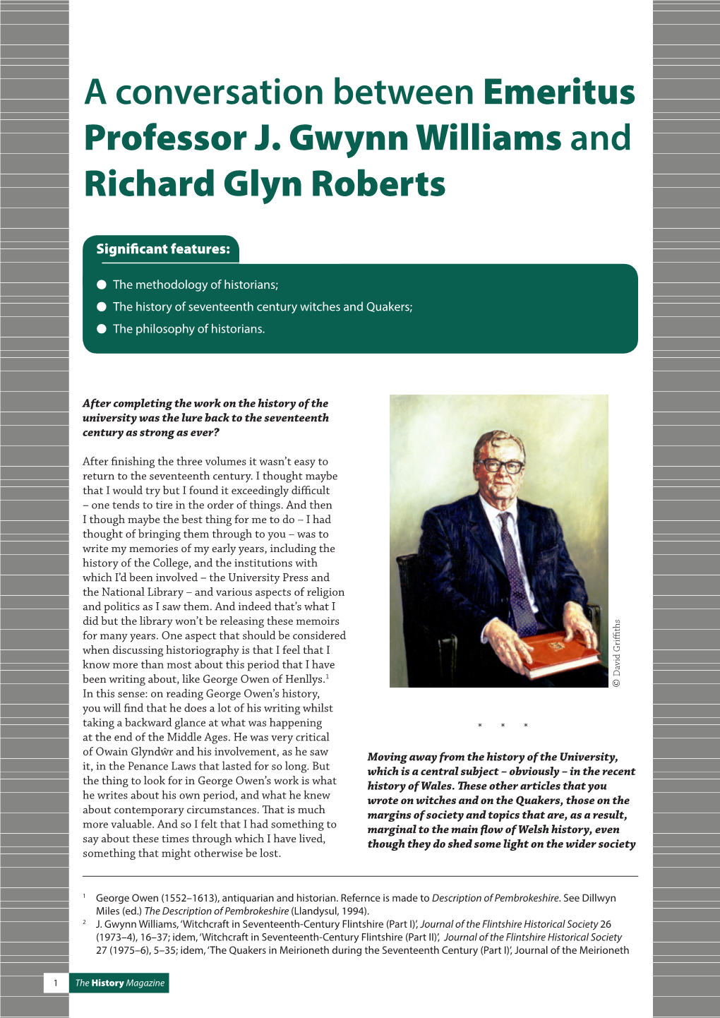 A Conversation Between Emeritus Professor J. Gwynn Williams and Richard Glyn Roberts