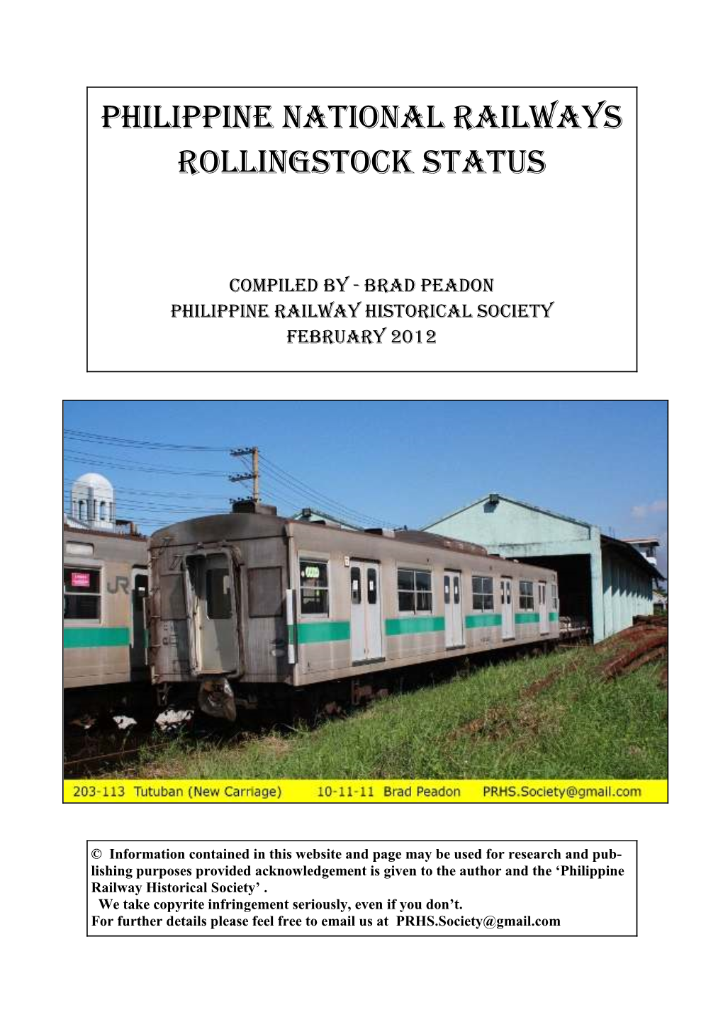 Philippine National Railways Rollingstock Status