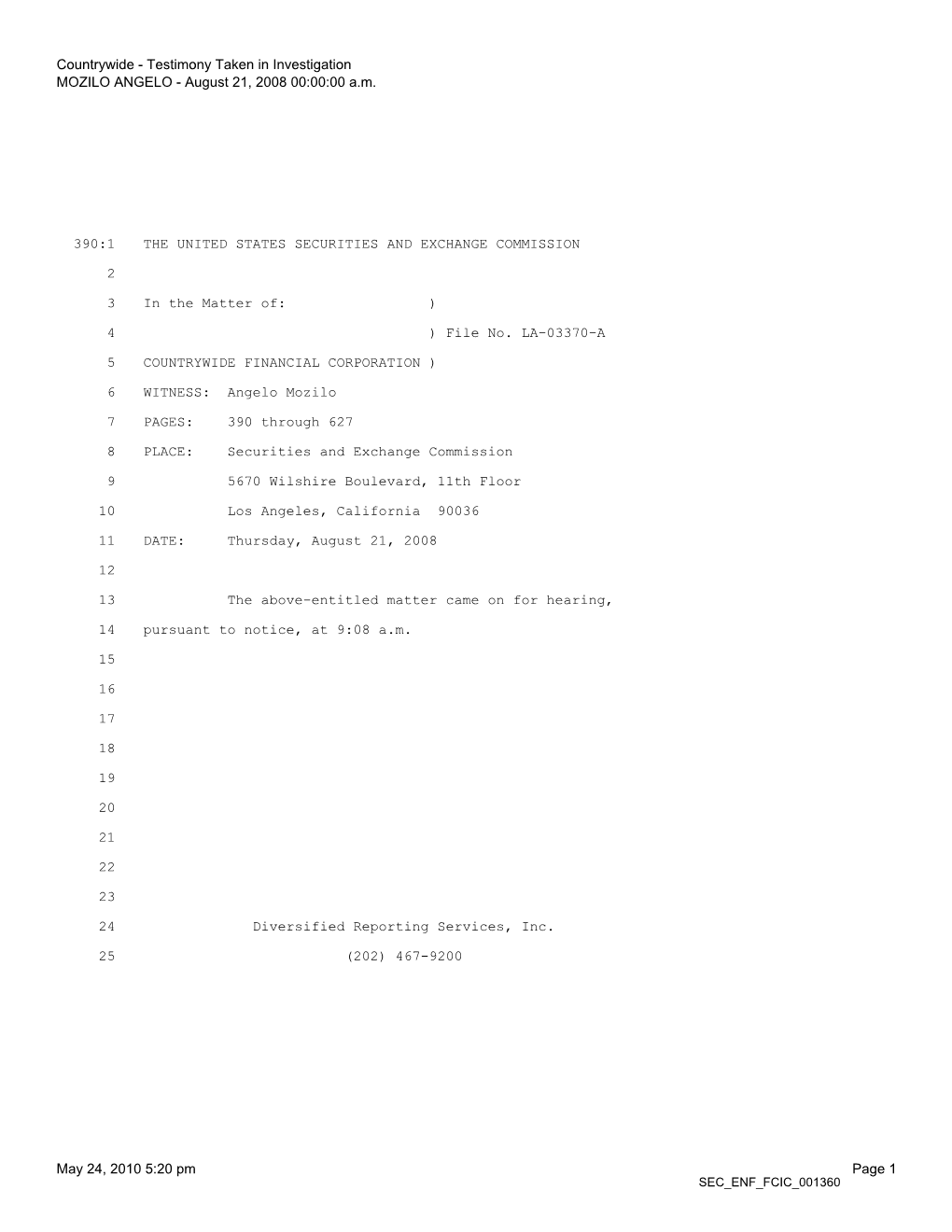 SEC Countrywide Deposition of Angelo Mozilo Volume 3