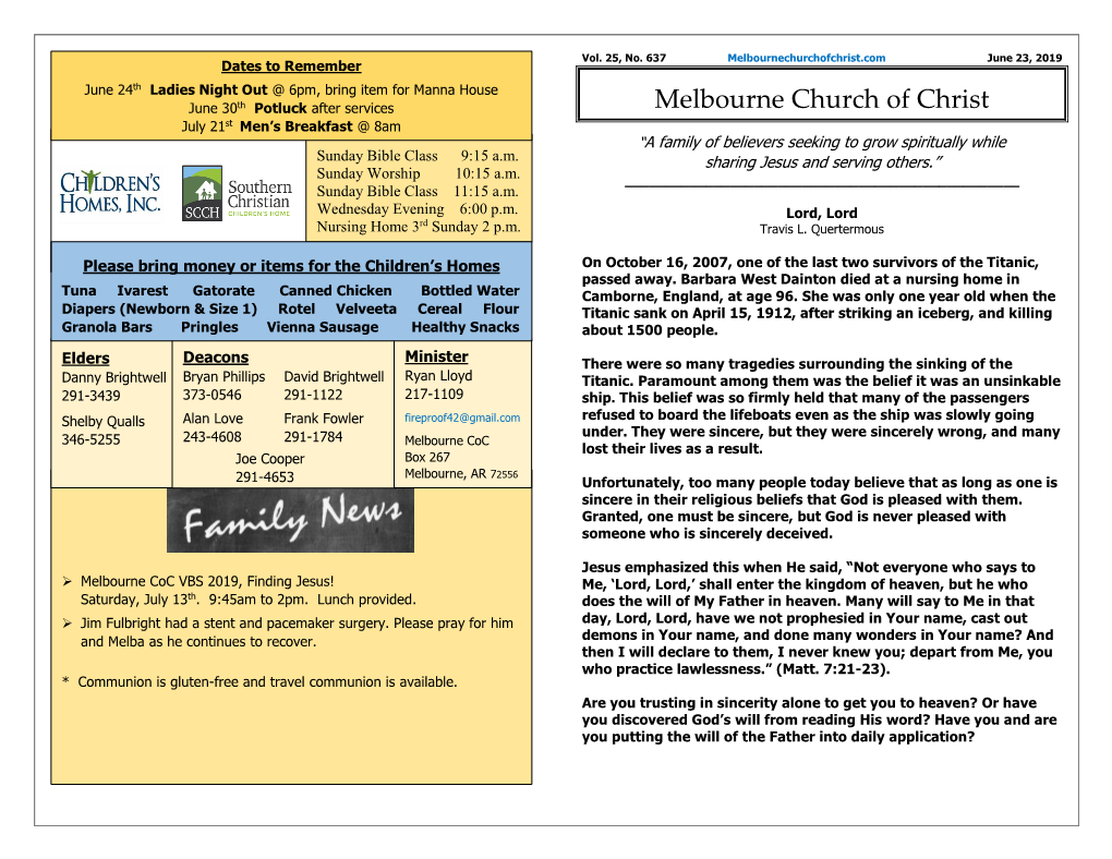 Melbourne Church of Christ | Melbourne, AR