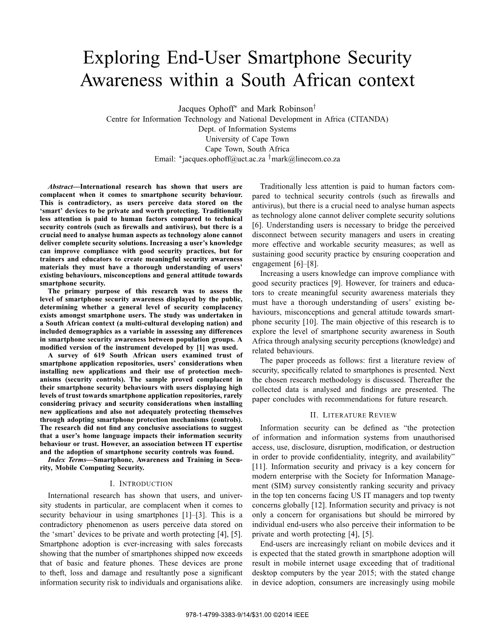 Exploring End-User Smartphone Security Awareness Within a South African Context