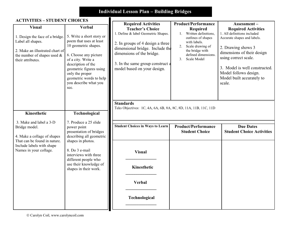 Individual Lesson Plan