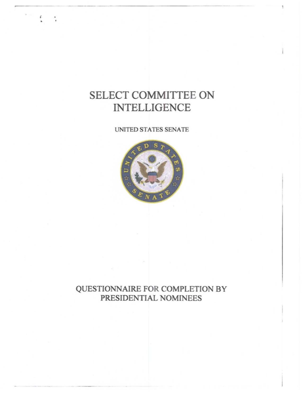 Questionnaire for Presidential Appointees