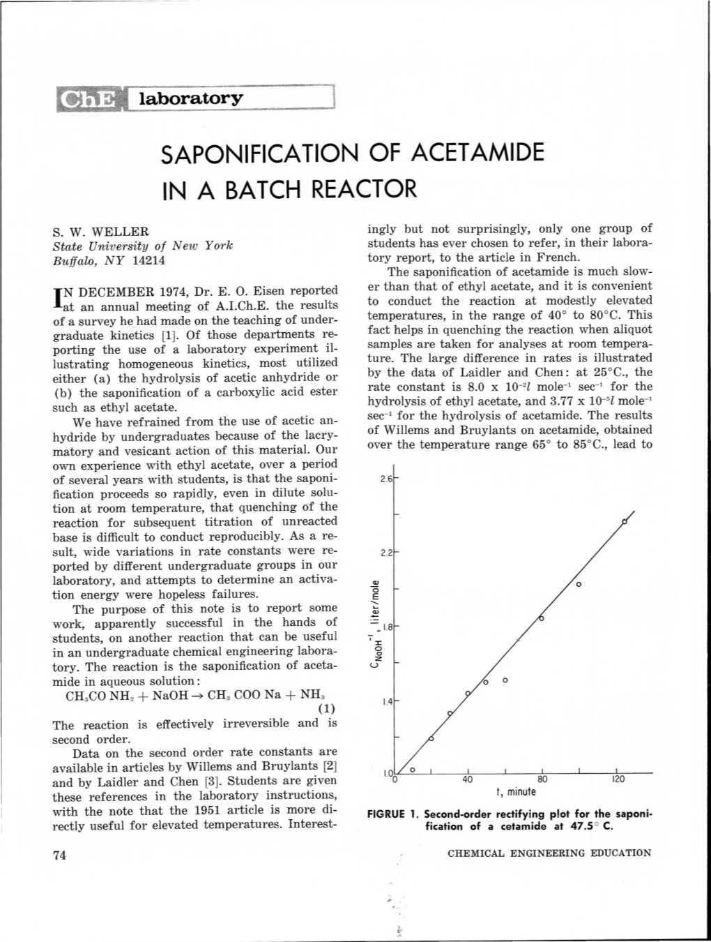 Saponifica Tion of Acet Amide in a Batch Reactor