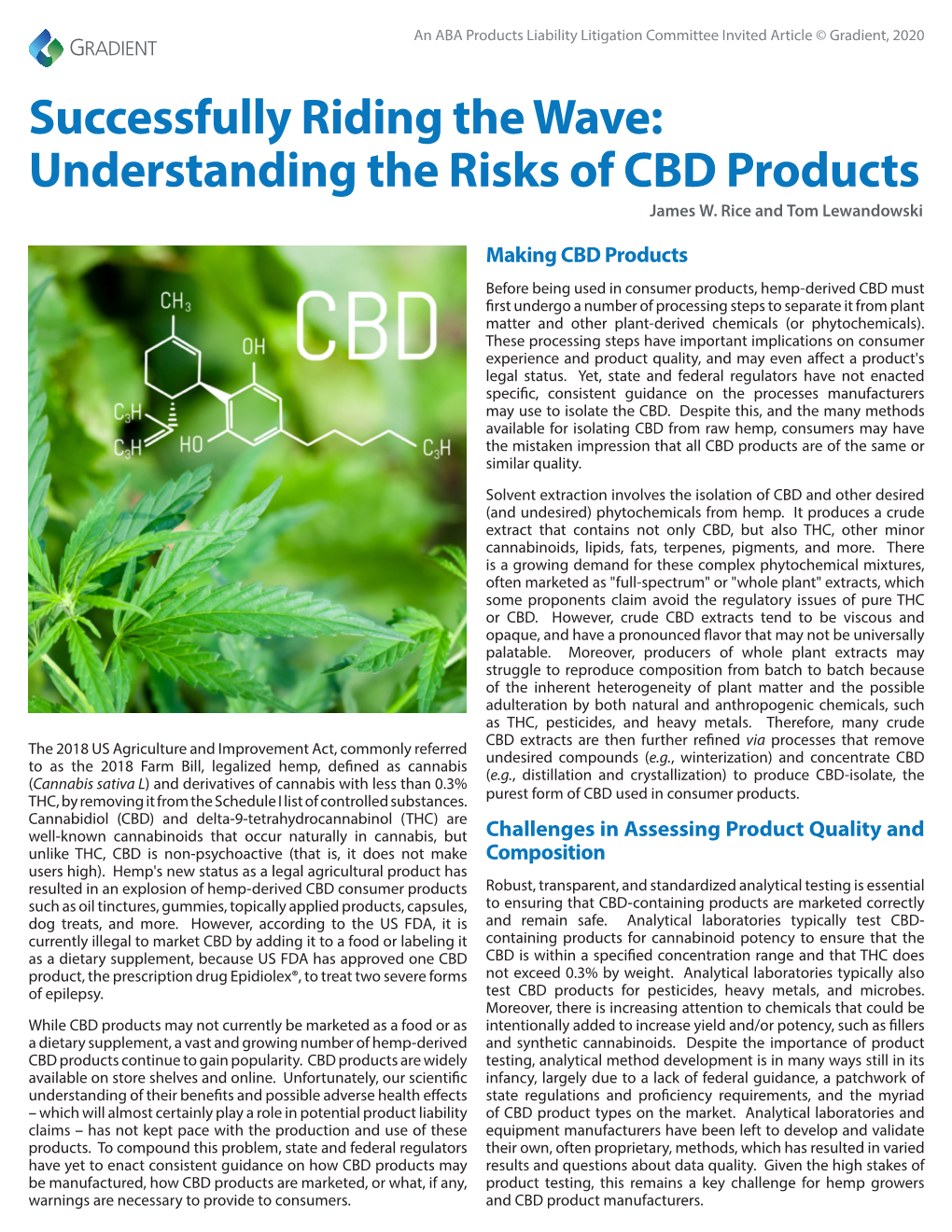 Understanding the Risks of CBD Products James W