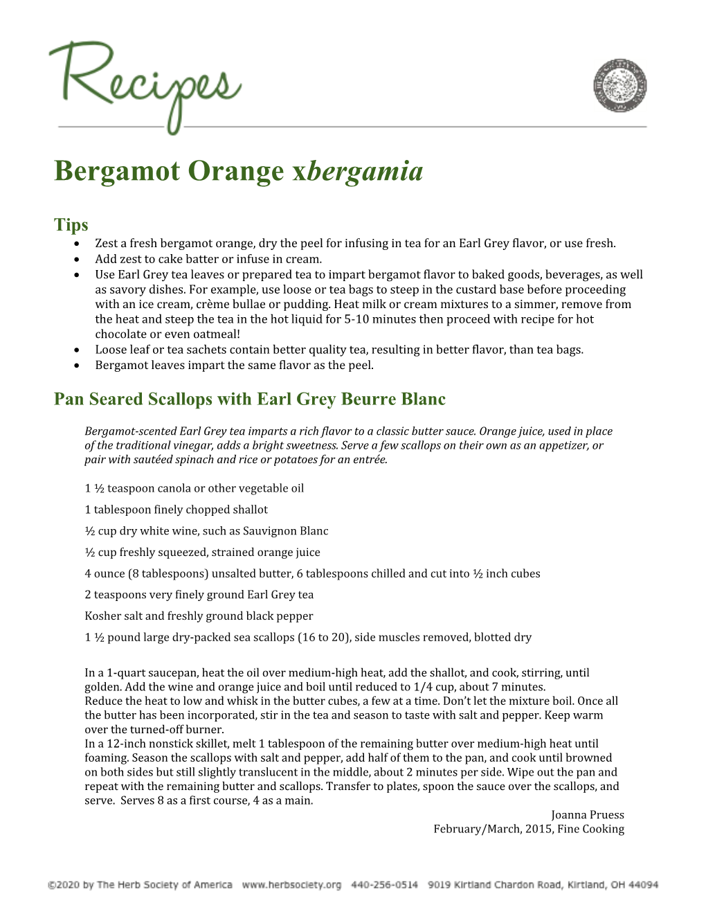 Bergamot Orange Recipes