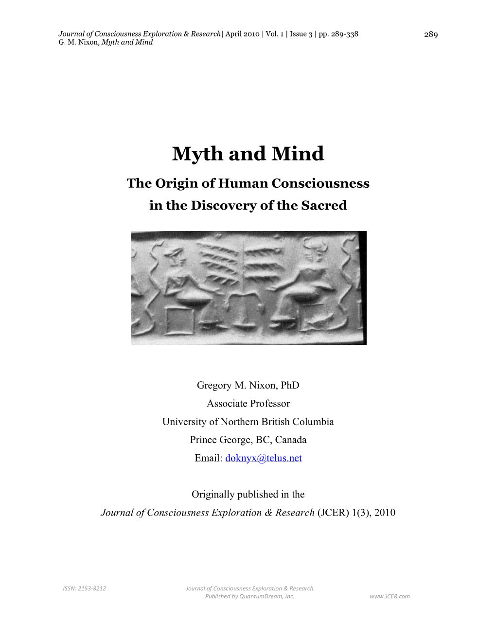 Myth and Mind