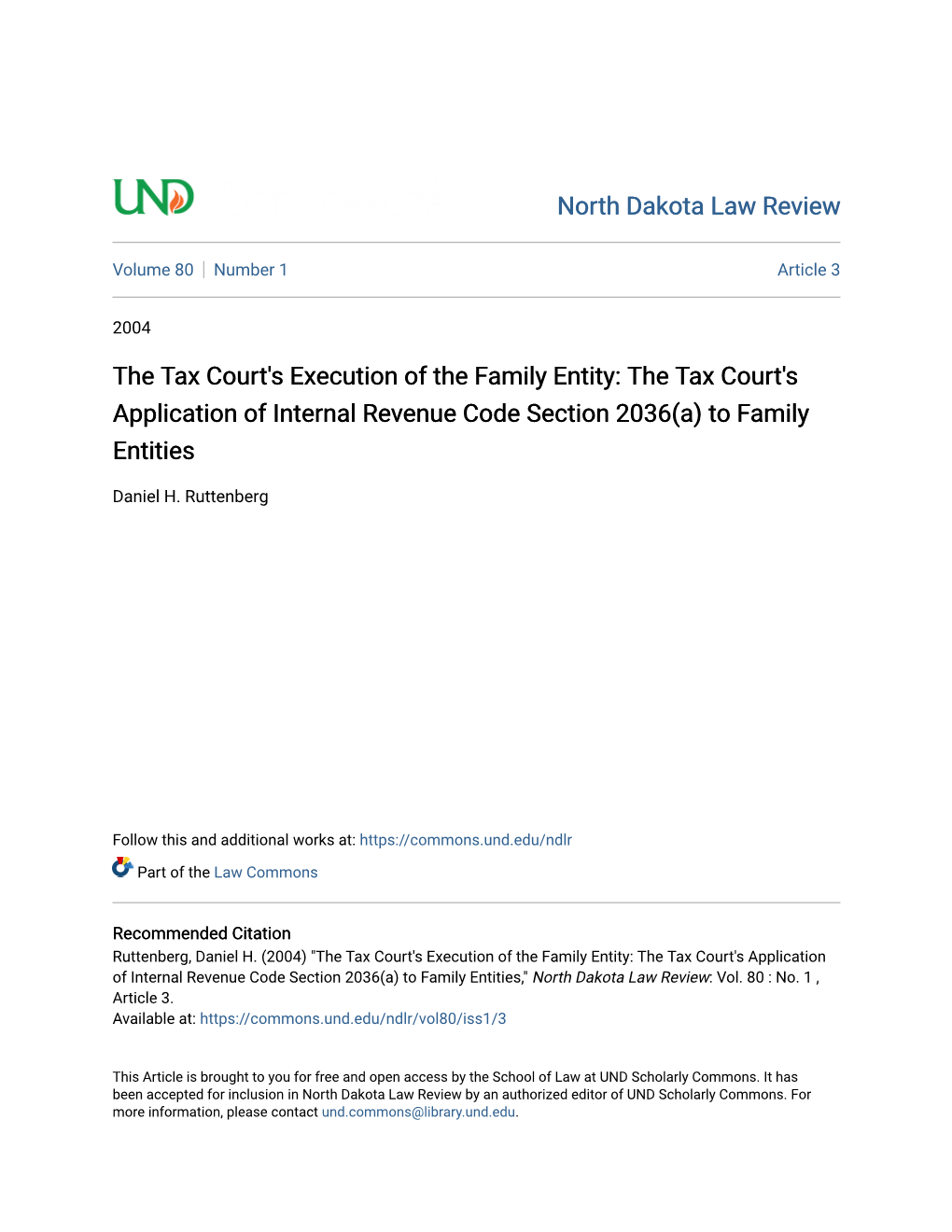 The Tax Court's Execution of the Family Entity: the Tax Court's Application of Internal Revenue Code Section 2036(A) to Family Entities