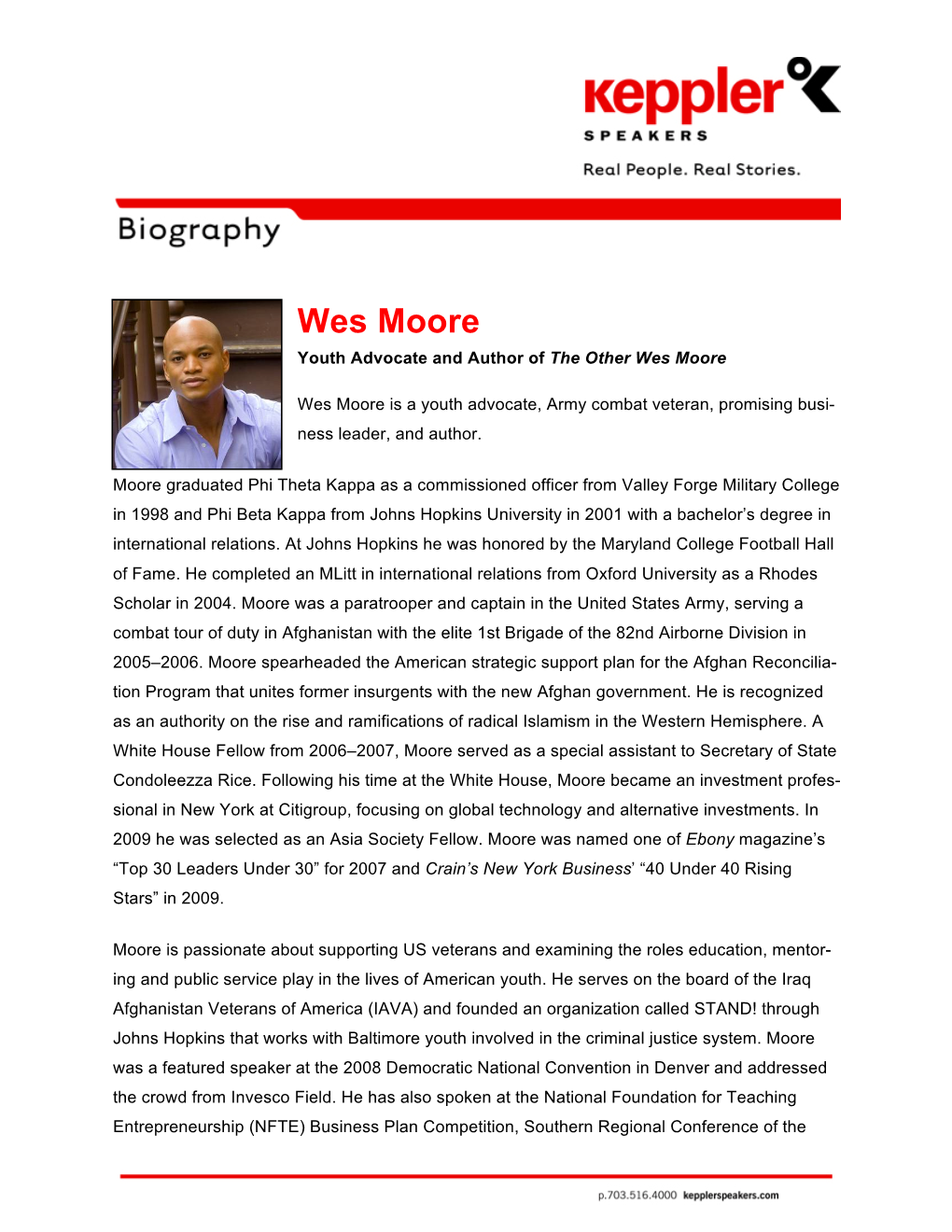 Wes Moore Youth Advocate and Author of the Other Wes Moore