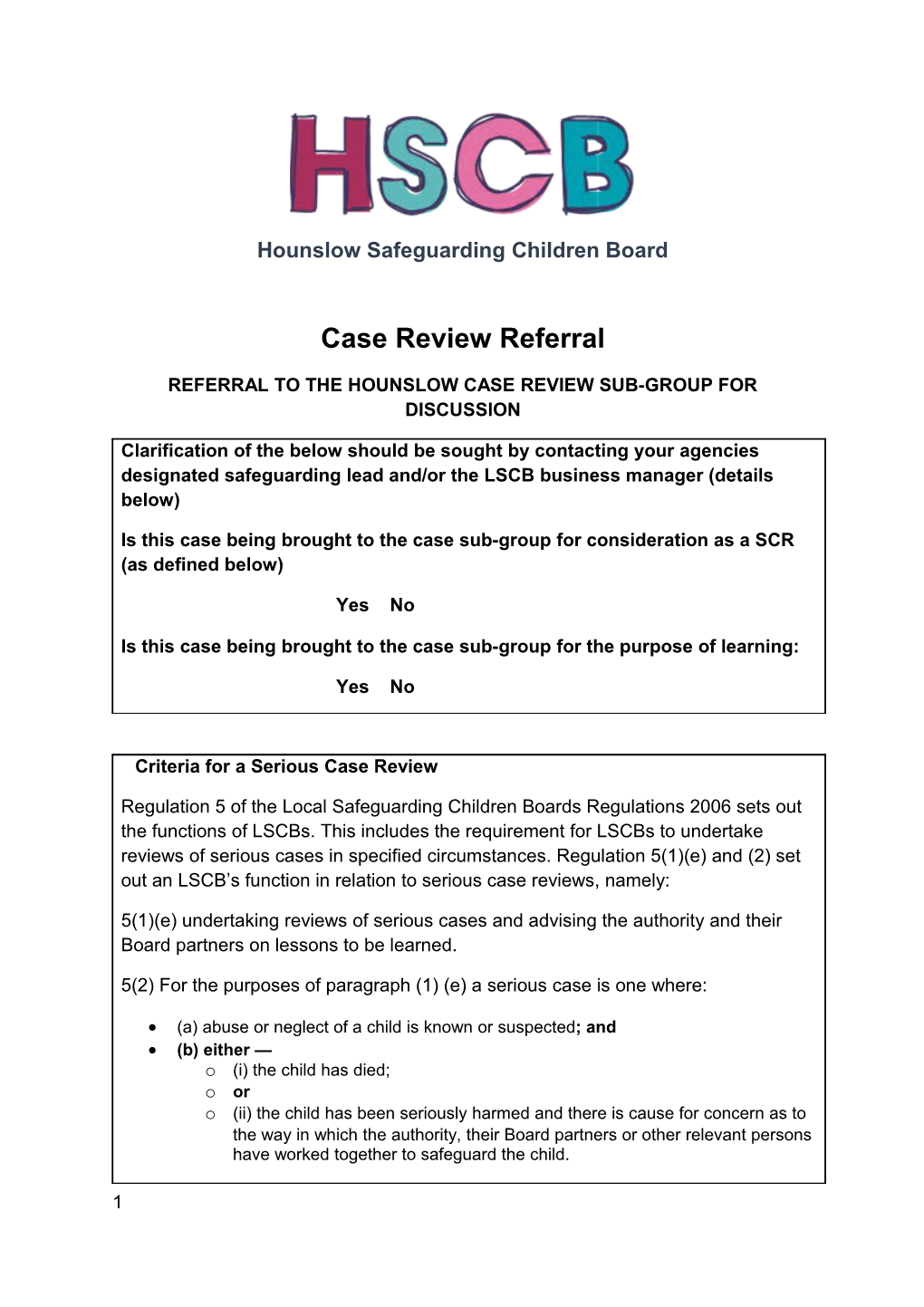 Hounslow Local Safeguarding Children Board