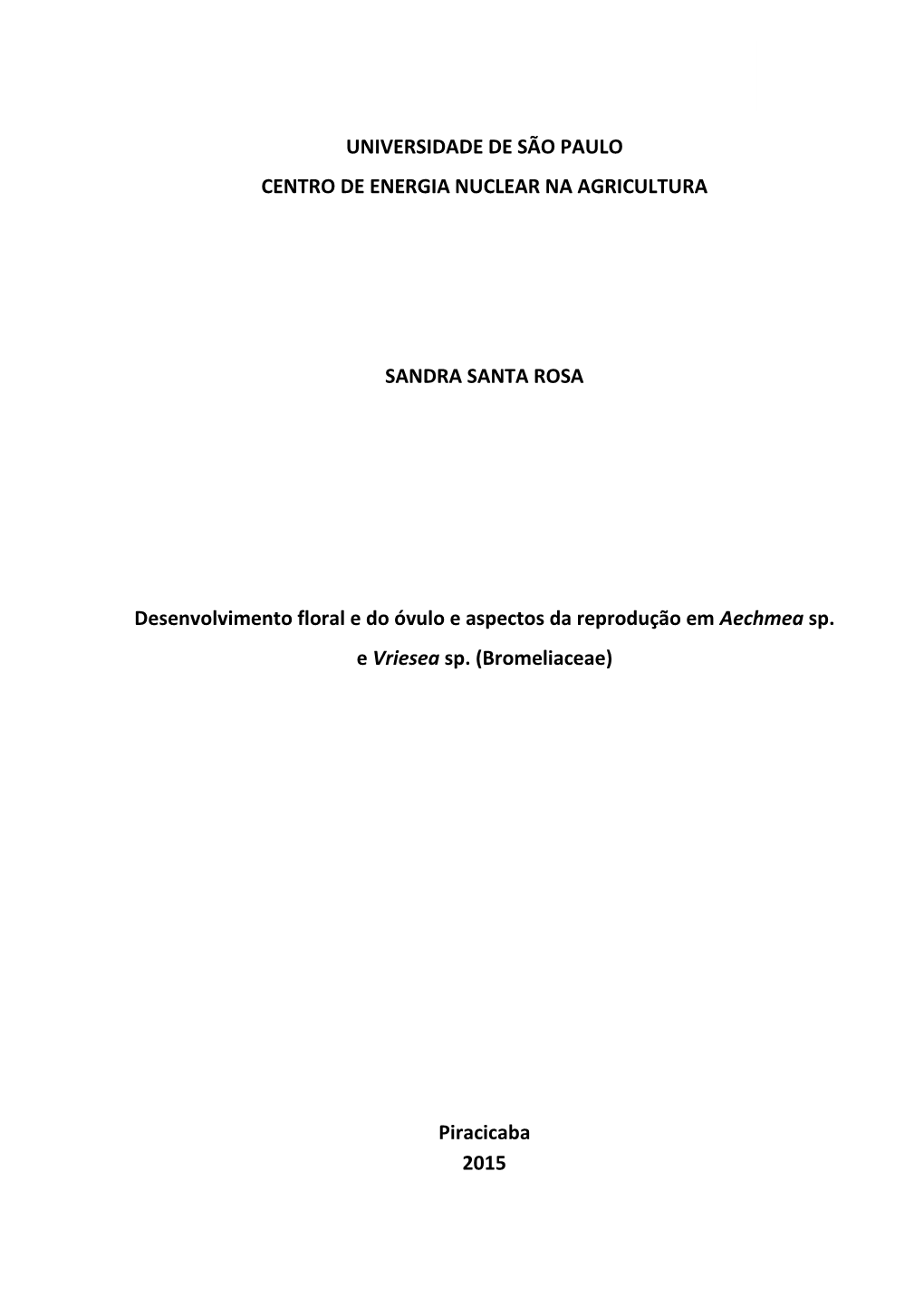 Universidade De São Paulo Centro De Energia Nuclear Na Agricultura