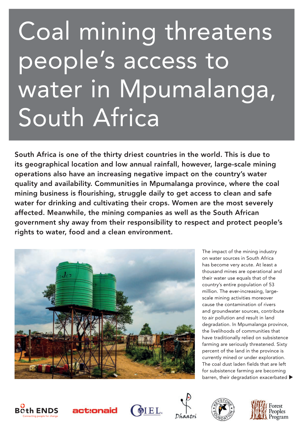 Coal Mining Threatens People's Access to Water in Mpumalanga, South Africa