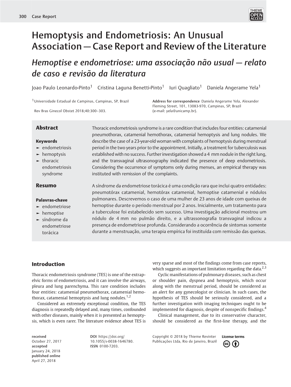 Hemoptysis and Endometriosis: an Unusual Association