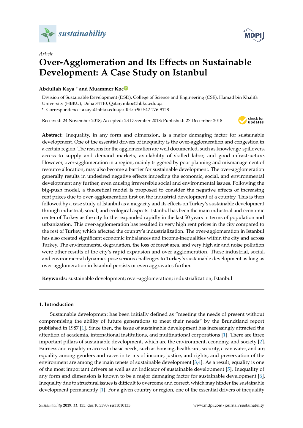 A Case Study on Istanbul