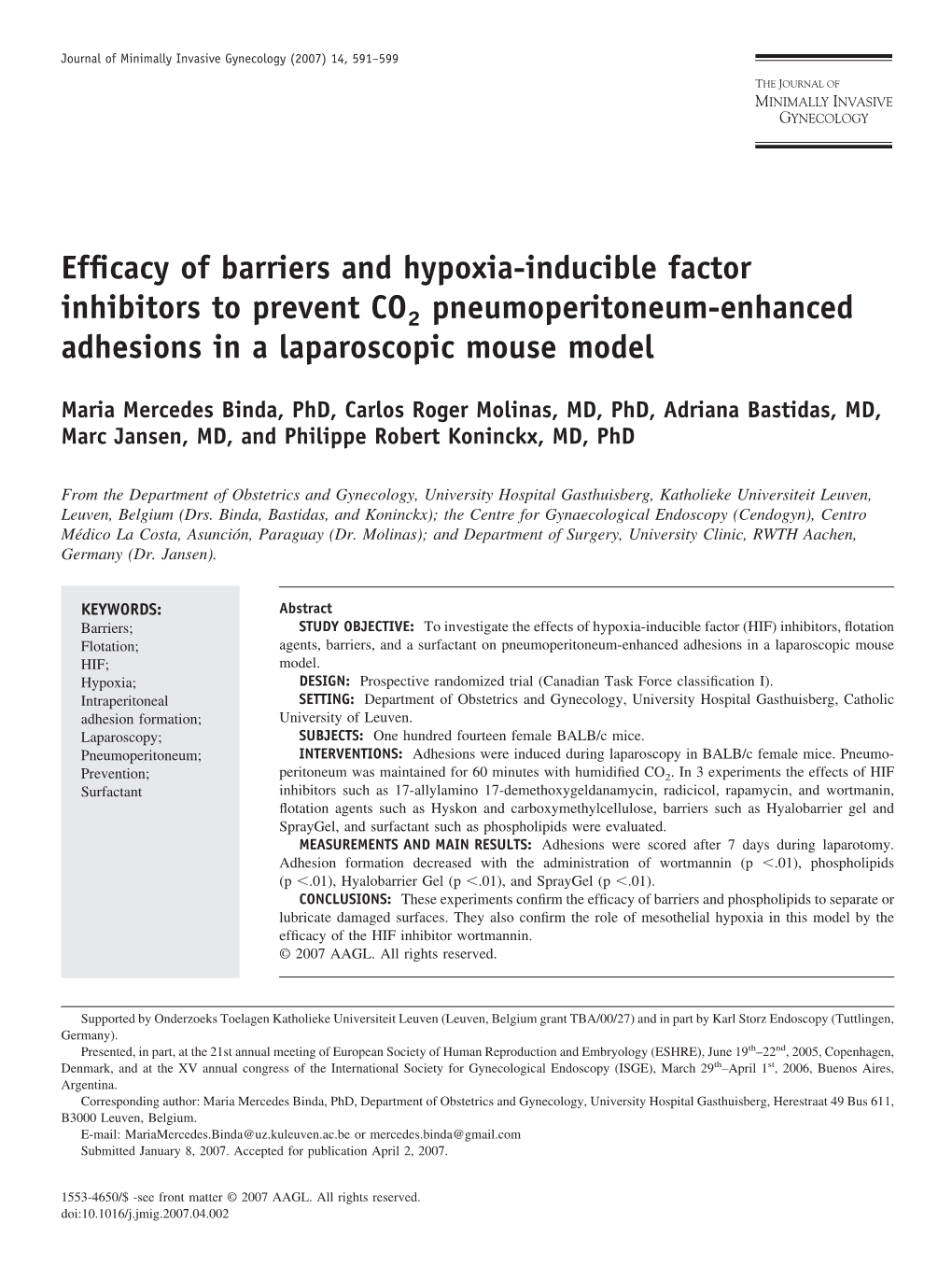 Efficacy of Barriers and Hypoxia-Inducible Factor Inhibitors