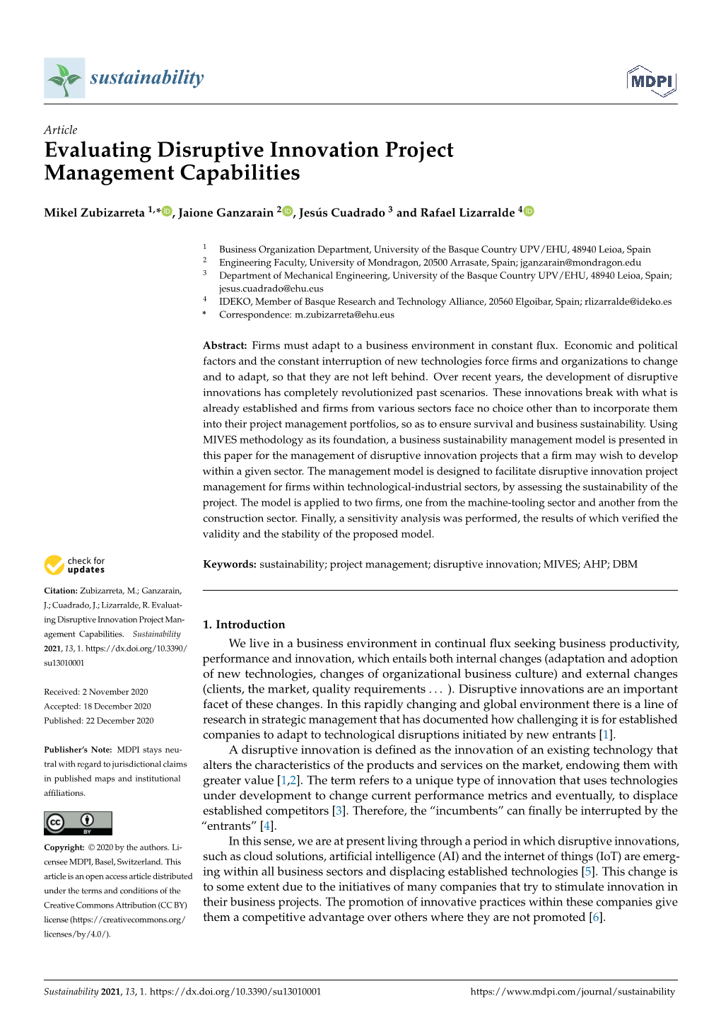 Evaluating Disruptive Innovation Project Management Capabilities