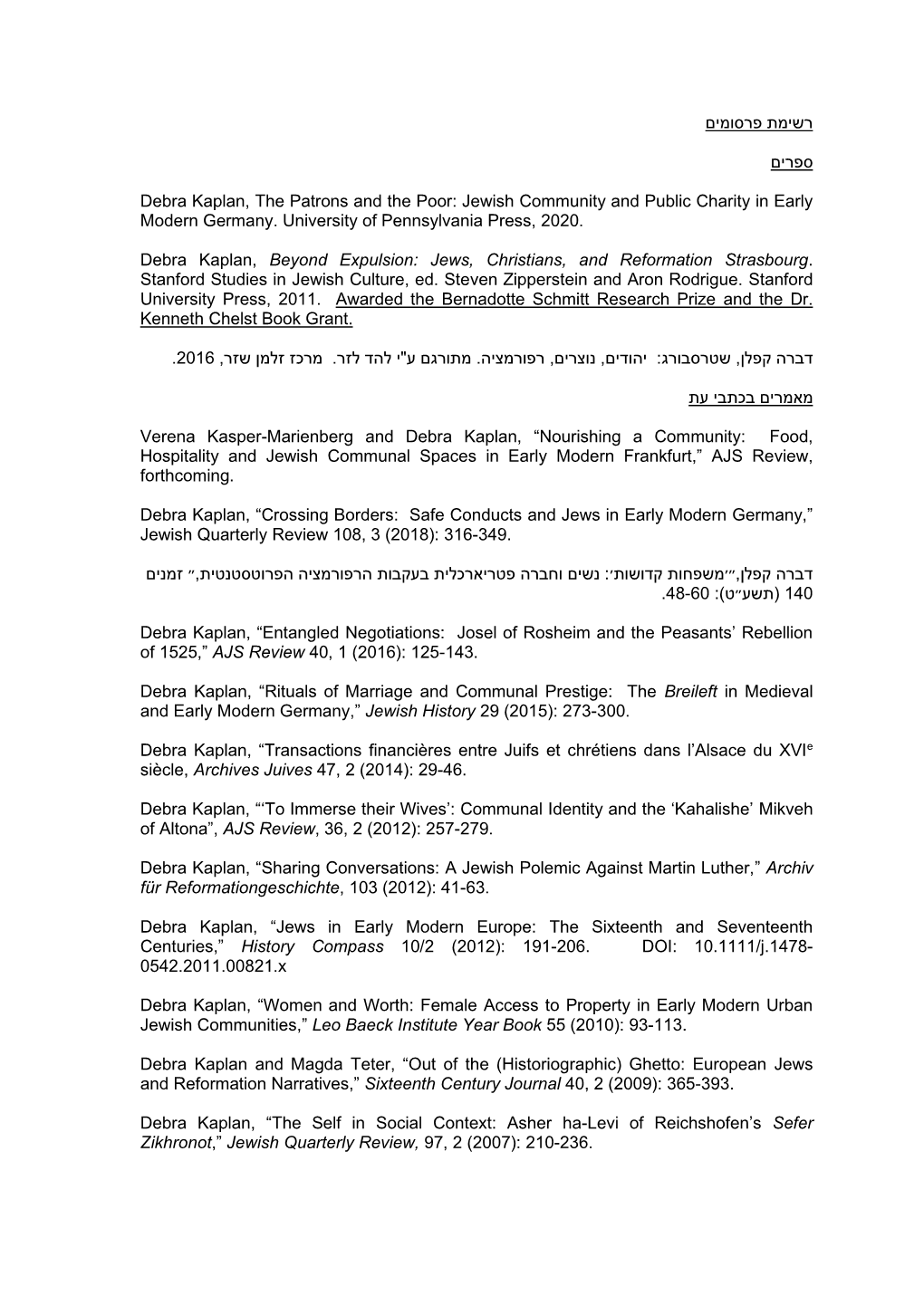 List of Publications