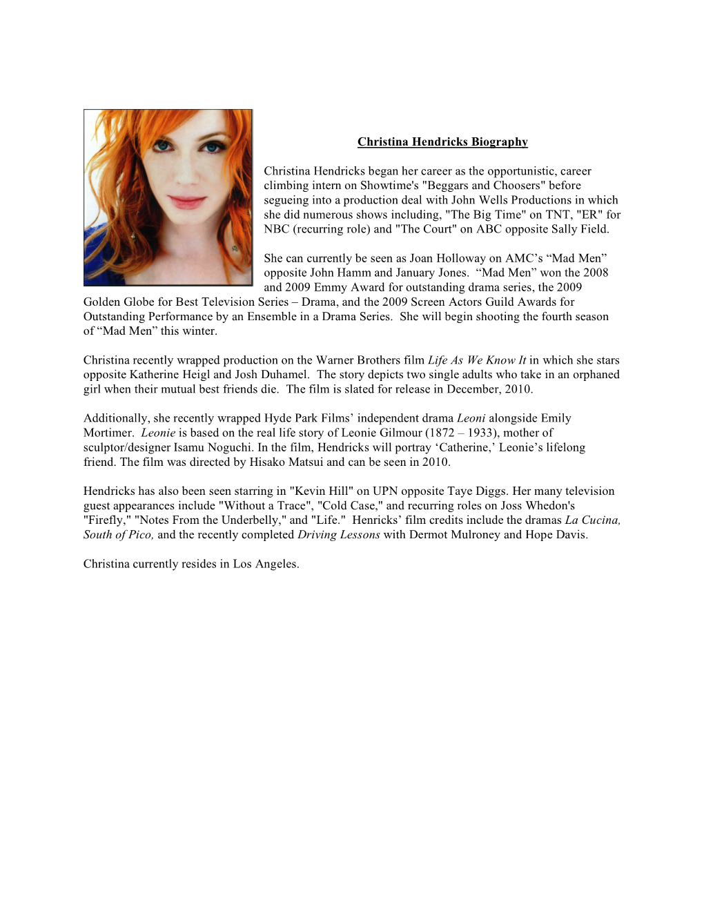 Christina Hendricks Biography