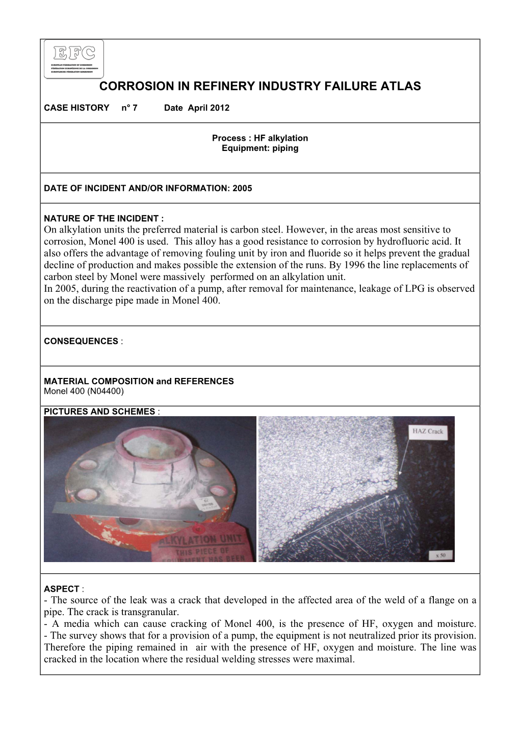 HF Stress Corrosion Cracking in an Alkylation Unit