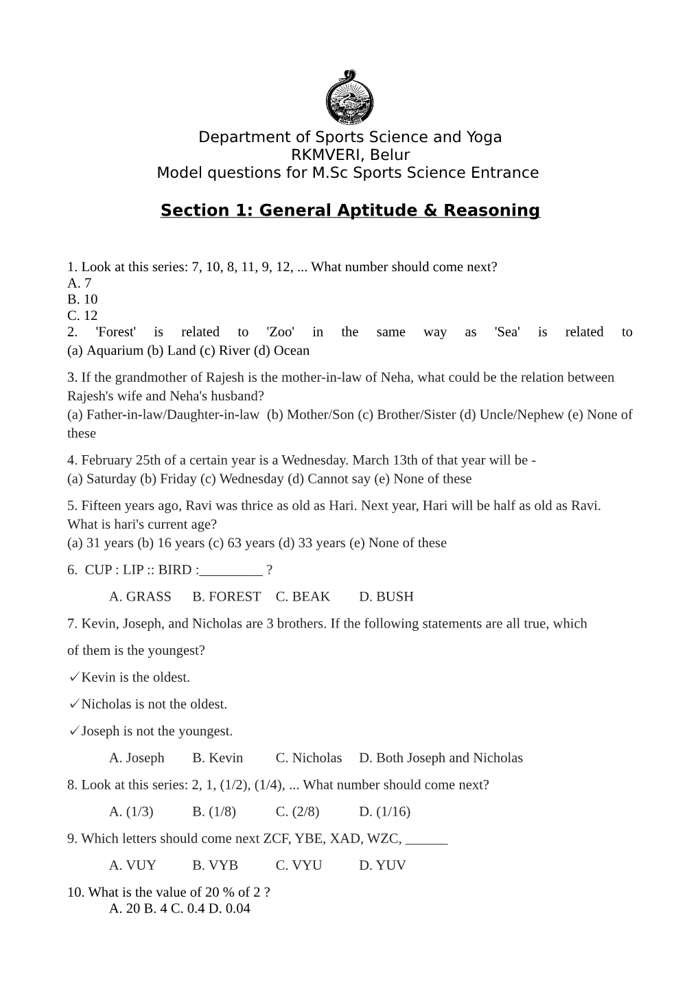 General Aptitude & Reasoning