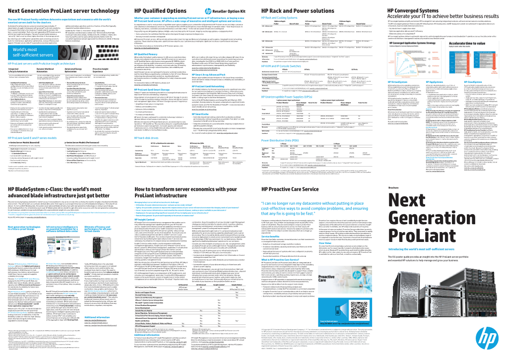 Next Generation Proliant Server Technology HP Qualifi Ed