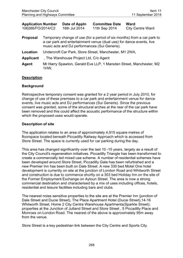 Store Street Report to the Planning and Highways Committee on 11 September 2014