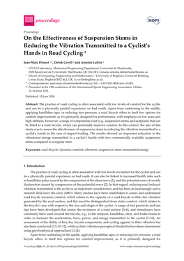 On the Effectiveness of Suspension Stems in Reducing the Vibration Transmitted to a Cyclist’S Hands in Road Cycling †