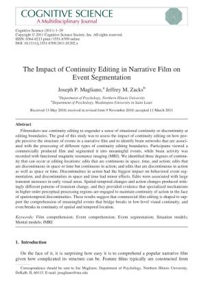 The Impact of Continuity Editing in Narrative Film on Event Segmentation