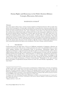 Human Rights and Democracy in the Polish Abortion Debates: Concepts, Discourses, Subversions