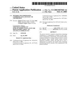 (12) Patent Application Publication (10) Pub. No.: US 2005/0037025A1 GOW Et Al