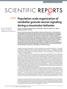 Population-Scale Organization of Cerebellar Granule Neuron Signaling During a Visuomotor Behavior Received: 1 November 2017 Sherika J