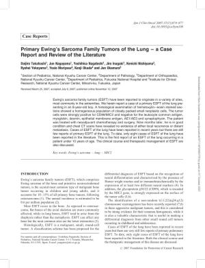 Primary Ewing's Sarcoma Family Tumors of the Lung – a Case
