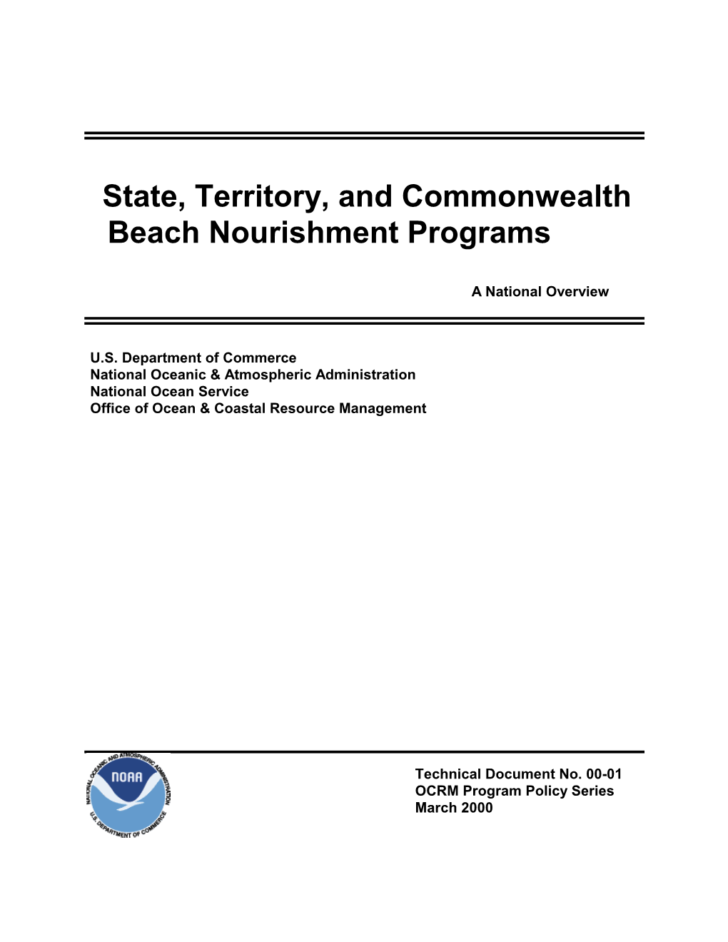 State, Territory, and Commonwealth Beach Nourishment Programs