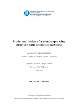 Study and Design of a Monocoque Wing Structure with Composite Materials