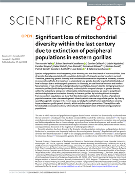Significant Loss of Mitochondrial Diversity Within the Last Century Due