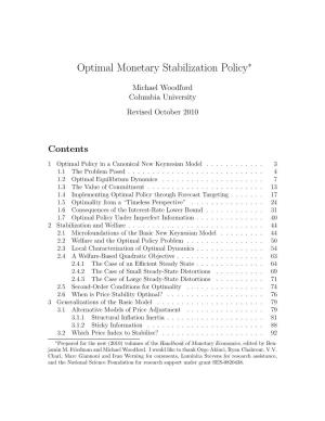 Optimal Monetary Stabilization Policy∗