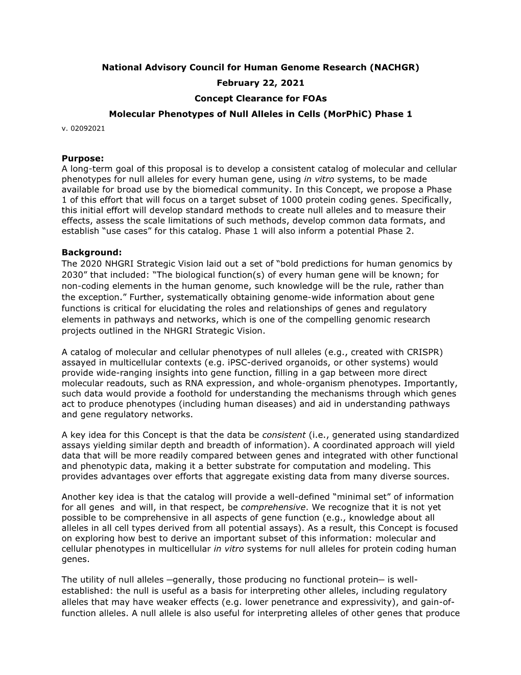 Molecular Phenotypes of Null Alleles in Cells (Morphic) Phase 1 V