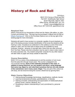 History of Rock and Roll Syllabus 2021.Docx