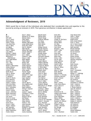 Acknowledgment of Reviewers, 2019