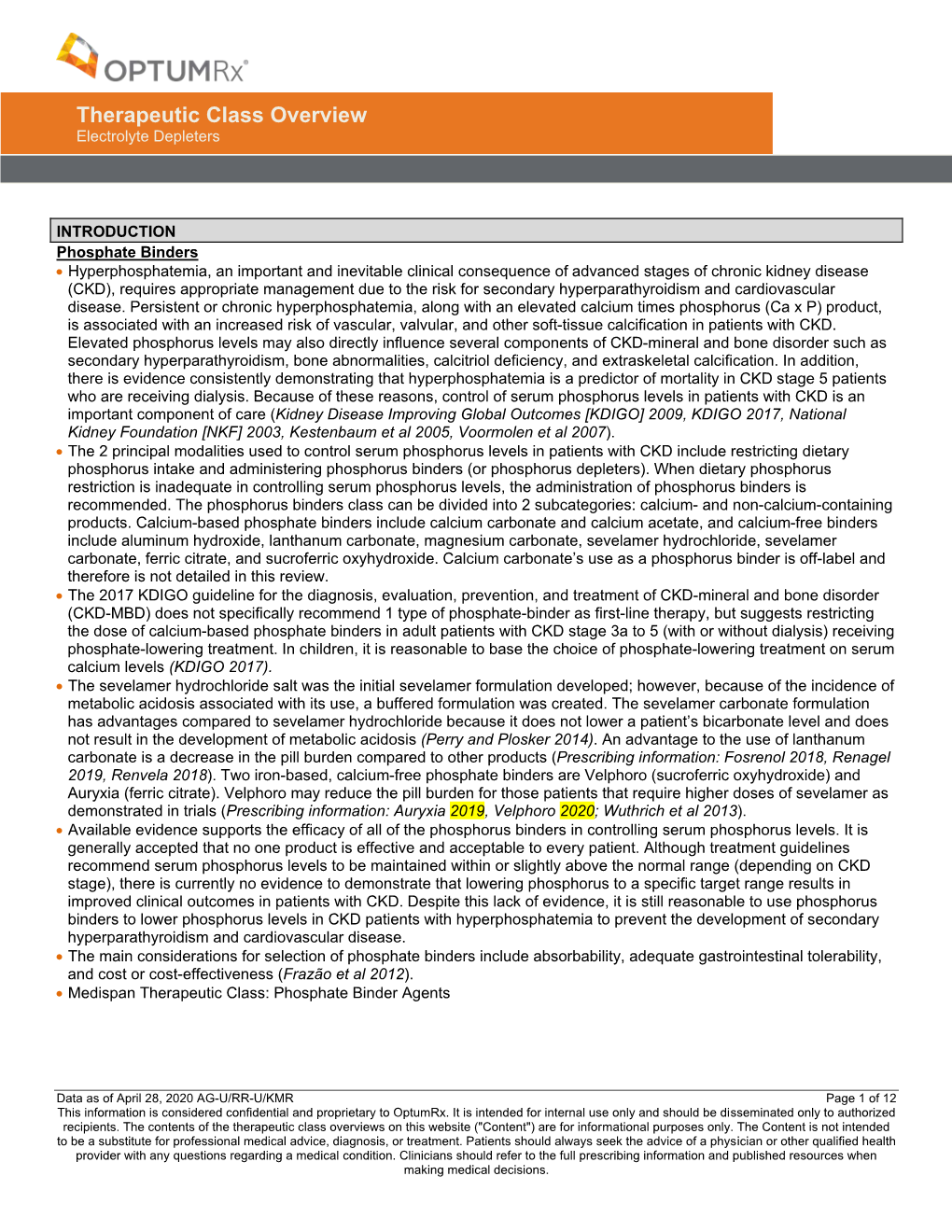 Therapeutic Class Overview Electrolyte Depleters