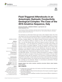 Fluid-Triggered Aftershocks in an Anisotropic Hydraulic Conductivity Geological Complex: the Case of the 2016 Amatrice Sequence, Italy